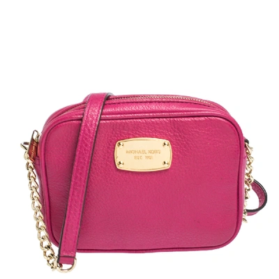 Pre-owned Michael Michael Kors Magenta Leather Crossbody Bag In Pink