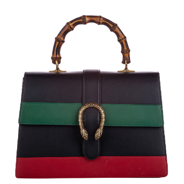 Pre-Owned Gucci Multicolor Leather Dionysus Bamboo Large Top Handle Bag In Black | ModeSens