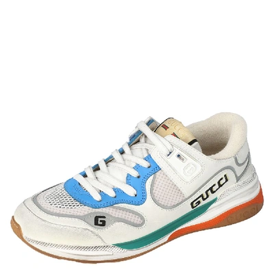 Pre-owned Gucci White Leather And Fabric Ultrapace Low-top Trainers Size 36