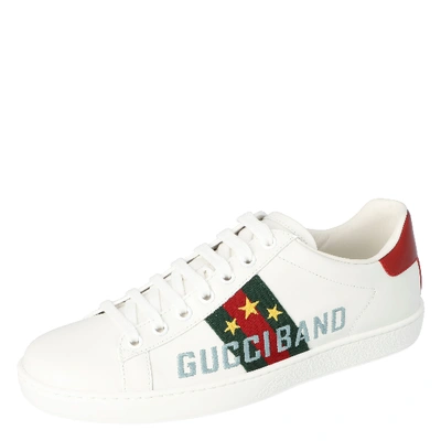 Pre-owned Gucci Band Embroidery Ace Low-top Trainers Size 35 In White