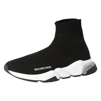 Pre-owned Balenciaga Black Knit Speed Clear Sole Sneakers Size 40