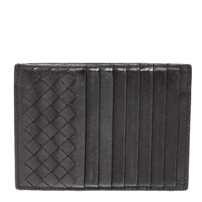 Pre-owned Bottega Veneta Dark Brown Leather Zip Card Holder