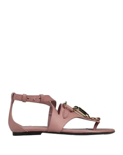 Burberry Toe Strap Sandals In Pastel Pink
