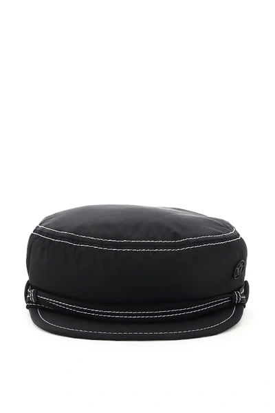 Maison Michel Soft New Abby Topstitched Nylon Hat In Black