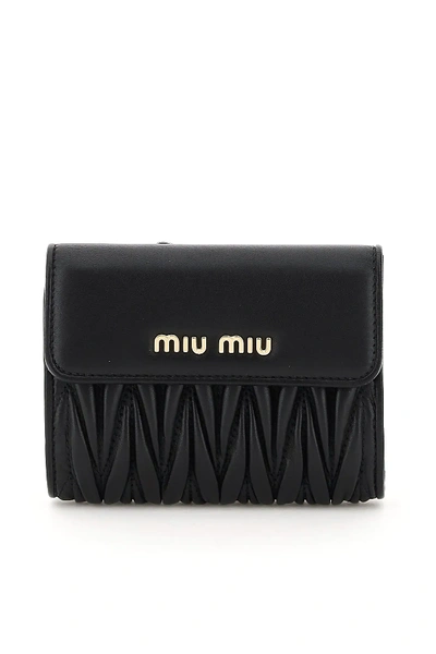 Miu Miu Small Matelasse' Wallet In Black