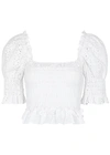 MISA ABBEY WHITE BRODERIE ANGLAISE TOP,3864240