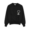 Ami Alexandre Mattiussi Logo-appliquéd Mélange Loopback Cotton-jersey Sweatshirt In Black