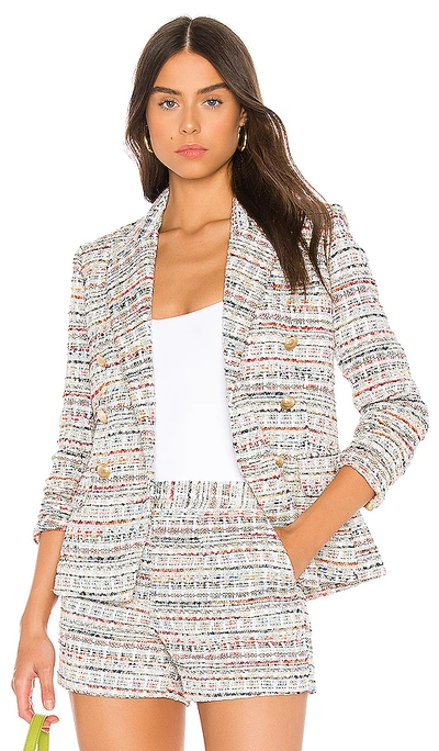 L Agence L'agence Kenzie Double Breasted Tweed Blazer In Multi