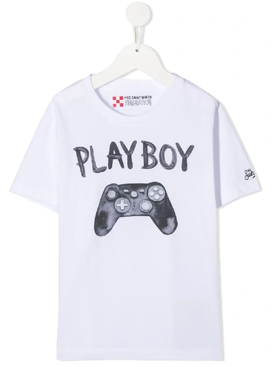 Mc2 Saint Barth Kids' Playboy T-shirt In White
