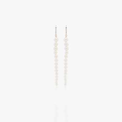 Mateo 14kt Gold Pearl And Diamond Drop Earrings In White Yellow Gold