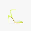 CHRISTIAN LOUBOUTIN YELLOW SPIKAQUEEN 100 FLUORESCENT LEATHER PUMPS