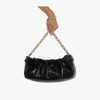 Manu Atelier Black Ruched Cylinder Chain Xx Leather Shoulder Bag In Black
