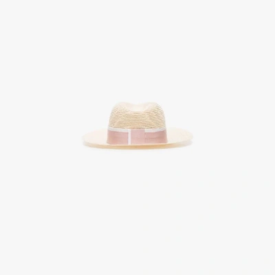 Maison Michel Pink Henrietta Straw Fedora Hat In Neutrals