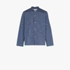 Tekla Camp-collar Striped Organic Cotton-poplin Pyjama Shirt In Blue