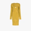 Bottega Veneta Long-sleeve Ribbed Knit Sweater Dress In Yellow