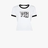 ALEXANDER WANG LOGO PRINT CROPPED COTTON T-SHIRT