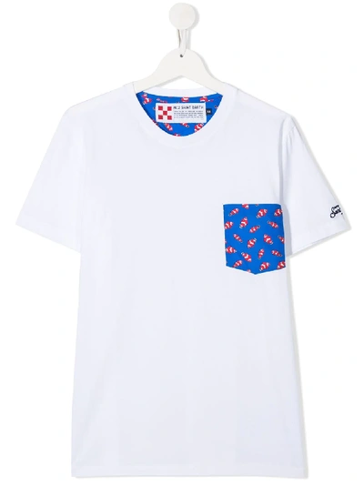 Mc2 Saint Barth Teen Contrast-pocket T-shirt In White