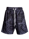 PALM ANGELS BLACK BANDANA PRINT MESH SHORTS,PMCB023E20FAB001