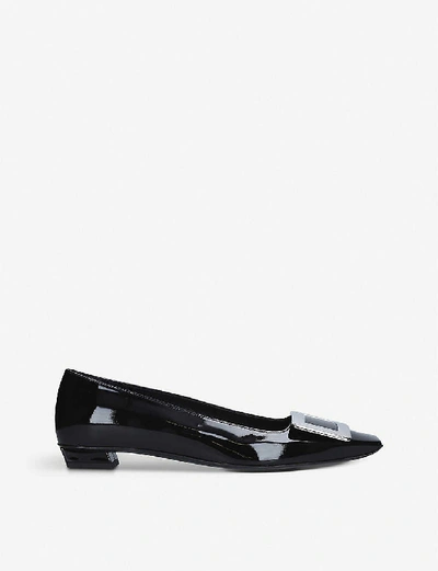 Roger Vivier Black Leather Ballet Flats