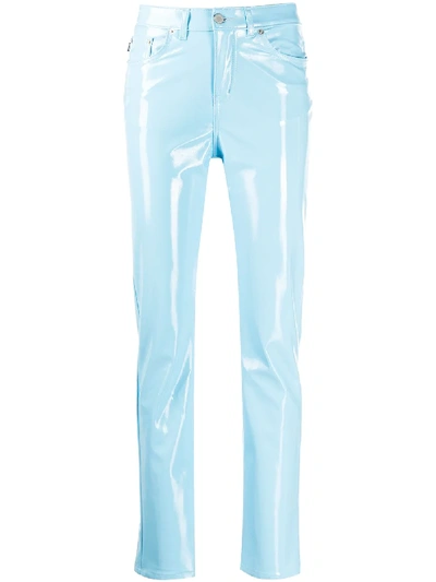 Fiorucci Yves Vinyl-effect Trousers In Blue