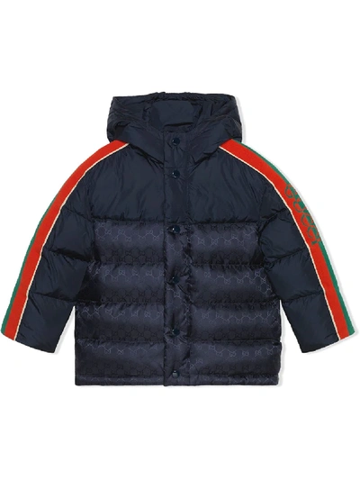 Gucci Kids' Gg Supreme Padded Jacket In Blue