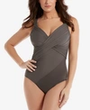 Miraclesuit Rock Solid Revele Twist-front Allover Slimming Underwire One-piece Swimsuit Women's Swimsuit In Mineral