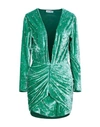 Attico Crystal-embellished Ruched Stretch-velvet Mini Dress In Green