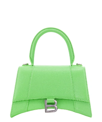 Balenciaga Small Hourglass Top Handle Grained Calfskin Bag In Green