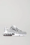 NIKE AIR ZOOM SPIRIDON CAGE 2 METALLIC FAUX LEATHER-TRIMMED MESH SNEAKERS