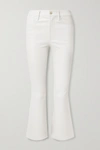 Frame Le Crop Mini Bootcut Metallic Snakeskin Print Jeans In White