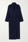 AKRIS BELTED WOOL AND SILK-BLEND COAT