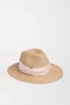 EUGENIA KIM COURTNEY SATIN-TRIMMED STRAW FEDORA