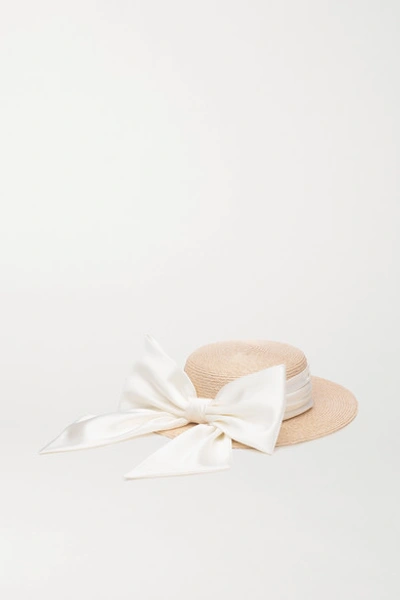 Eugenia Kim Brigette Satin-trimmed Straw Hat In Sand