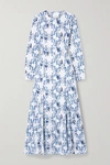REBECCA DE RAVENEL Printed cotton-poplin maxi dress