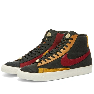 Nike Blazer Mid '77 Qs Color-block Suede And Leather Sneakers In Burgundy