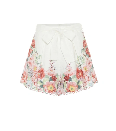 Zimmermann Bellitude Floral-print Linen Shorts In Multi