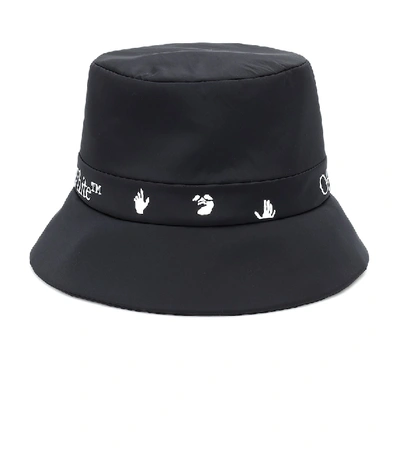 Off-white Logo-print Reversible Bucket Hat In Black,white