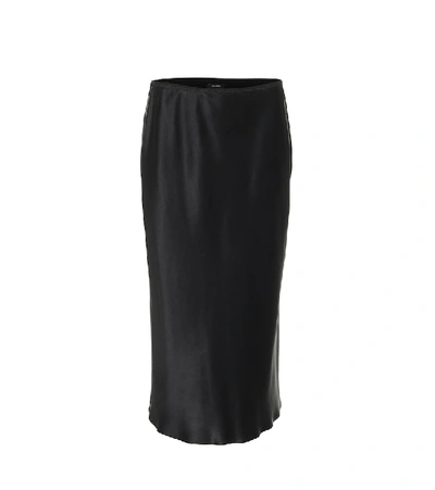 Joseph Isaak Silk Satin Midi Skirt In Black