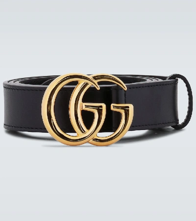 Gucci Gg Marmont Leather Belt In Black