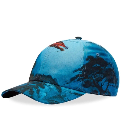 Valentino Garavani Dragon Print Tech Baseball Cap In Blue