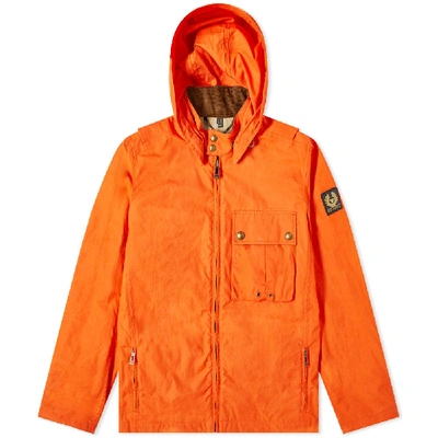 Belstaff Wing Waxed Hooded Cotton Jacket In Orange