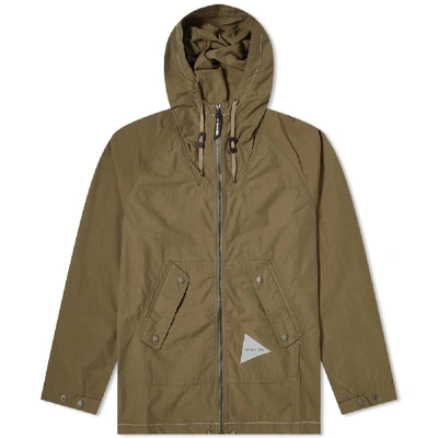 And Wander Nylon Taffeta Hooded Jacket In Green