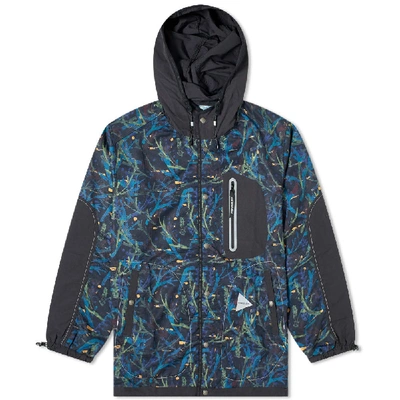 And Wander Printed Vent Hooded Jacket In Blue