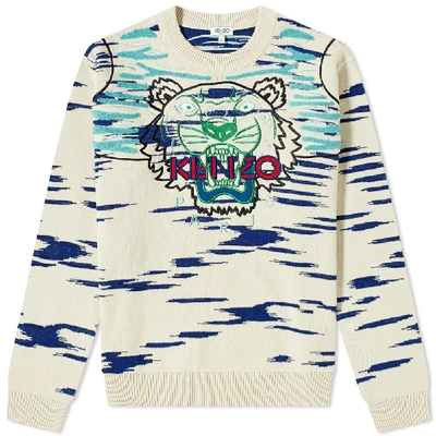 Kenzo Men's Tiger Claw Embroidered Jumper In White