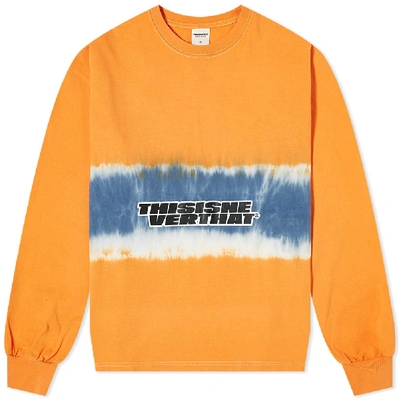 Thisisneverthat Long Sleeve Striped Tie Dye Tee In Orange