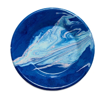 Bornn Enamelware New Marble Small Plate In Blue