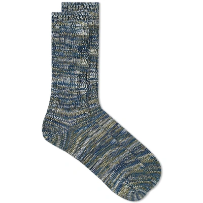 Anonymous Ism 5 Colour Mix Crew Sock In Blue