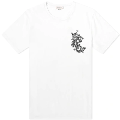 Alexander Mcqueen Amq-embroidered Cotton-jersey T-shirt In White