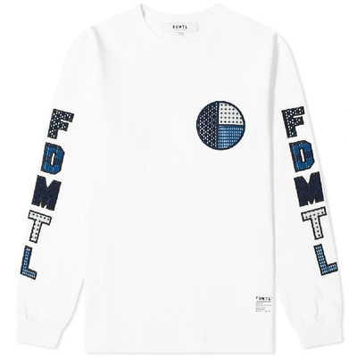 Fdmtl Long Sleeve Sashiko Logo Tee In White