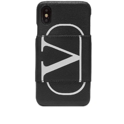 Valentino Garavani Full-grain Leather Iphone Xs Case In Black